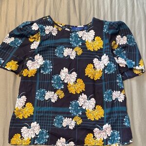 Apt. 9 Floral Plaid Blouse - Black, Yellow, White